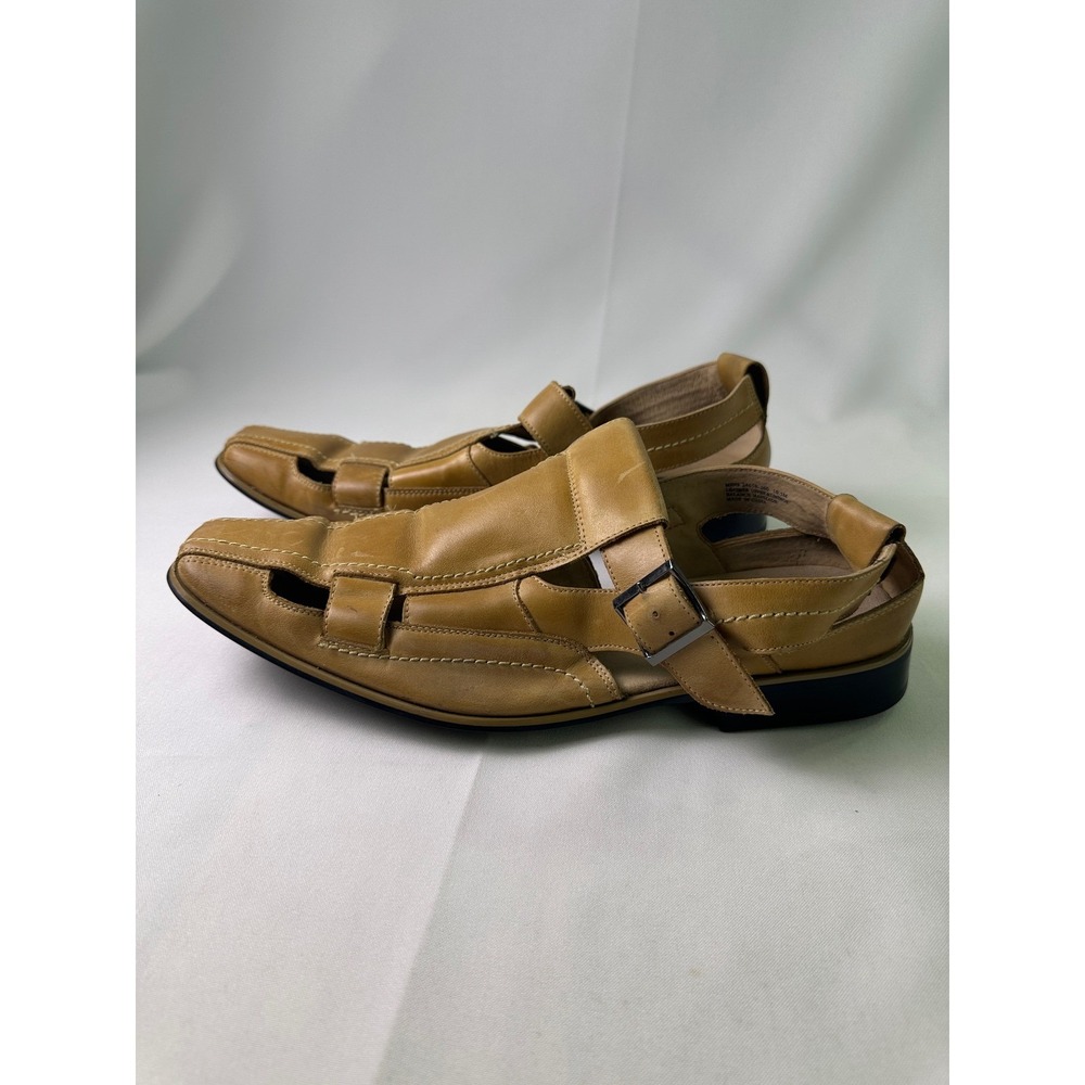 STACY ADAMS Men's 10.5 M Tan Leather Fisherman Buckle Sandals‎ 24658